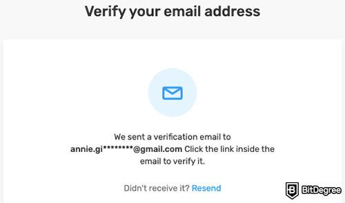 Kriptomat review: email verification.