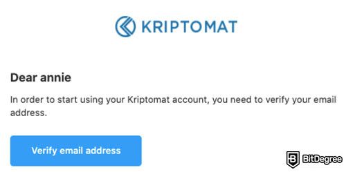 Reseña Kriptomat: Verificar correo.