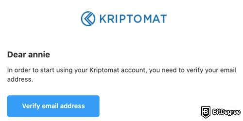 Ulasan Kriptomat: verifikasi email. 