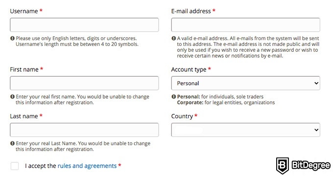 Alfacash review: registration.