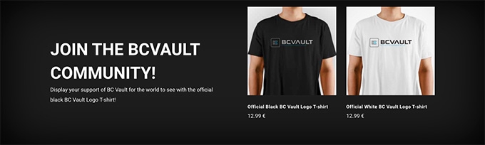 BC Vault review: company merch.