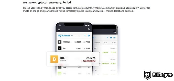 Aplikasi crypto terbaik: eToro.