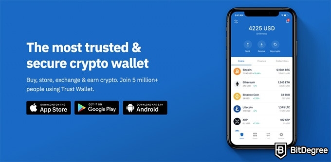 Mejor App para Criptomonedas: Monedero Trust Wallet.