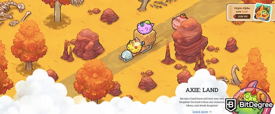 Best crypto games: Axie Infinity lands.