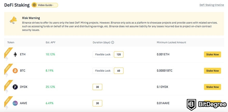 Aplikasi Staking Crypto Terbaik: Staking Binance DeFi.