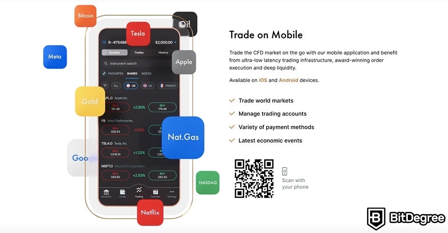 Melhores Corretoras de Criptomoedas: FxPro móvel.