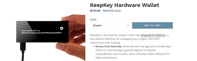 Hardware crypto wallet: KeepKey.