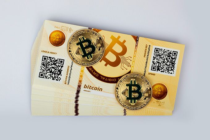 Hardware crypto wallet: a paper Bitcoin wallet.