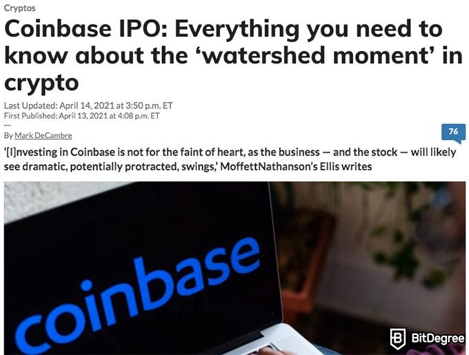 Melhor exchange descentralizada: IPO da Coinbase.