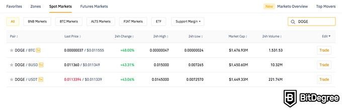 Dompet Dogecoin Terbaik: Binance.