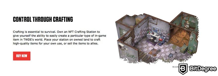 Best NFT games: The Walking Dead: Empires crafting mechanics.