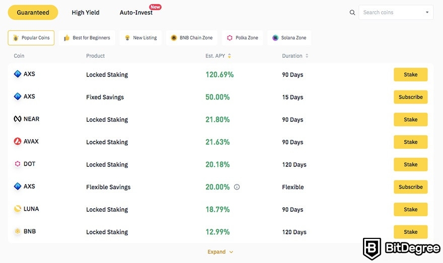 Apa itu Binance Earn: Staking.