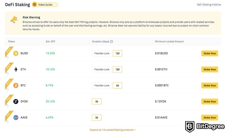 Binance Earn là gì: Đặt cược DeFi.