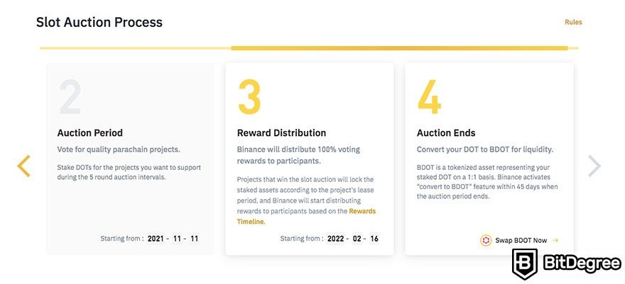 Binance Earn: DOT slot auctions.