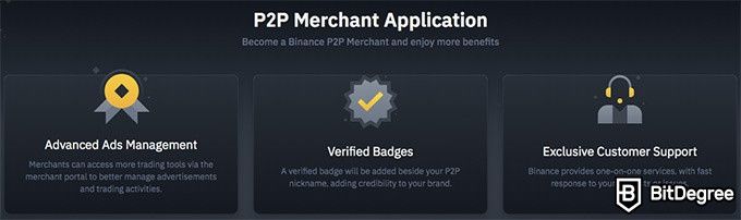 Binance P2P: merchant application.