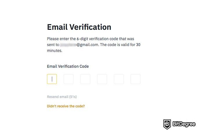 Binance P2P: email verification.