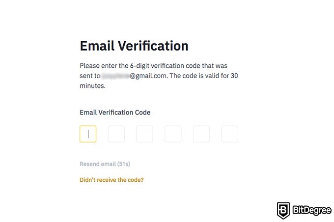 Binance P2P: email verification.