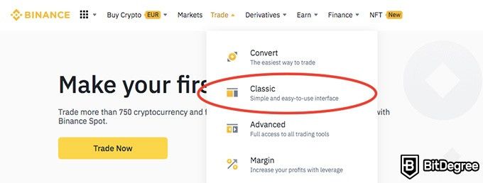 Ulasan Binance: classic trading di Binance.