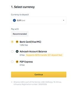 Binance отзывы: выбор способа оплаты.