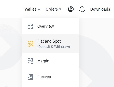 Revisão da Binance: navegação na carteira.