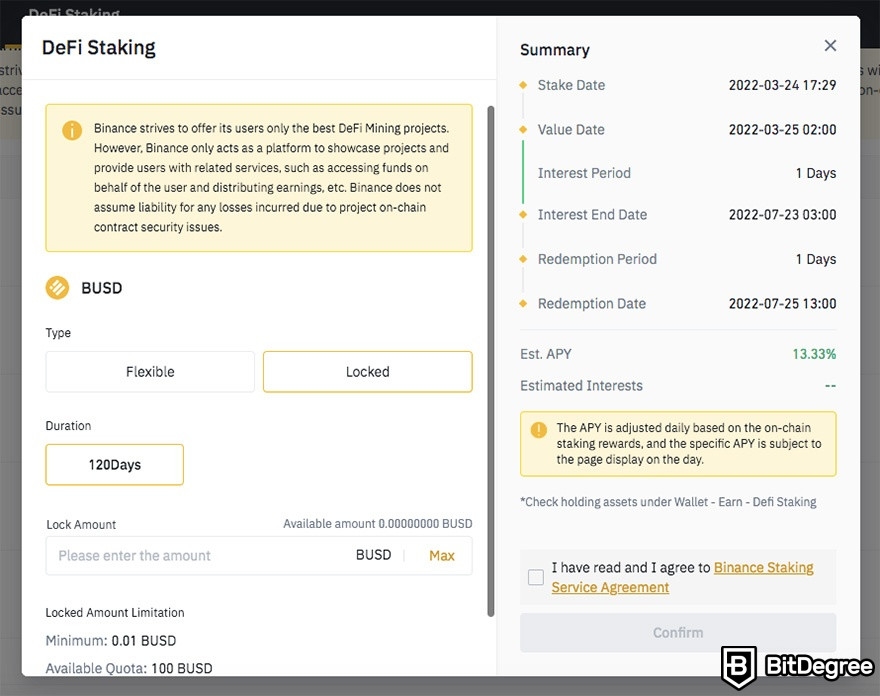 binance ada staking calculator