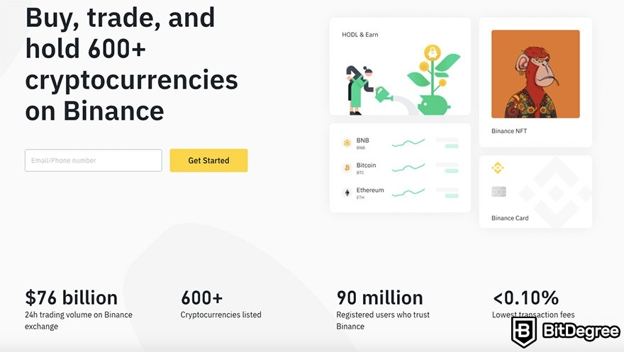 Binance staking: Binance homepage.