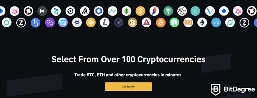 Binance US review: over 100 available assets.