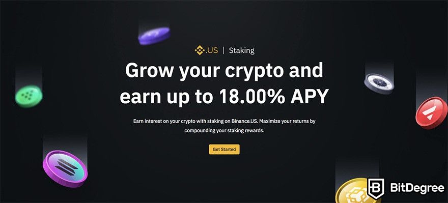 Binance US review: staking, with up to 18% APY.