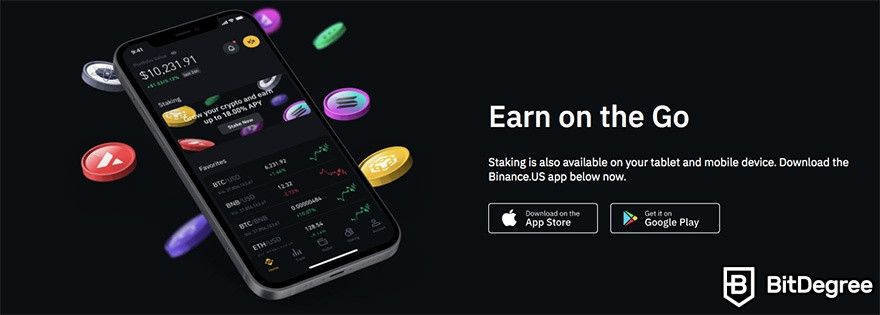 Binance US review: earn on the go.