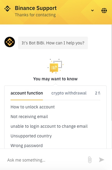 Reseña Binance Wallet: Servicio al cliente.