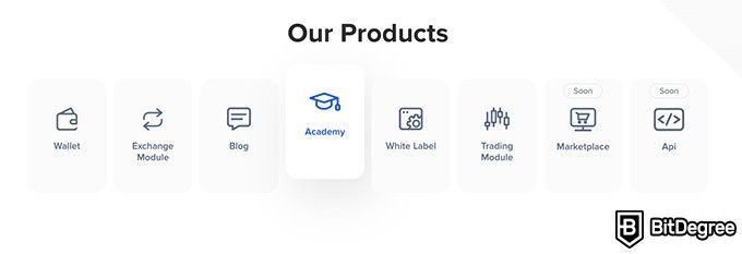 Binaryx review: products of the company.