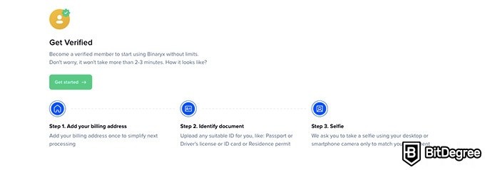 Ulasan Binaryx: Verifikasi KYC.