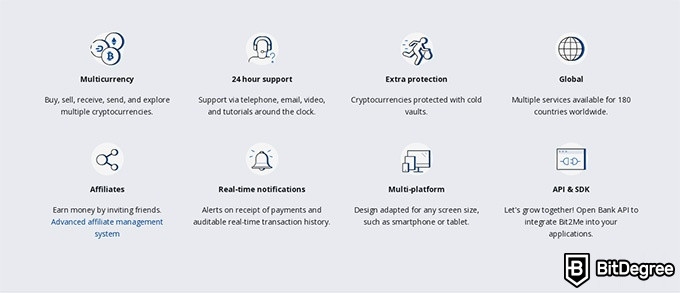 Ulasan Bit2Me: Berbagai macam fitur di platform Bit2Me.