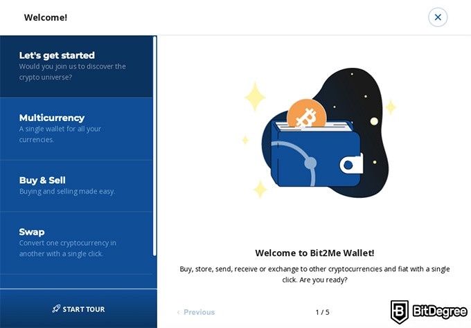 Bit2Me review: opening your Bit2Me wallet.