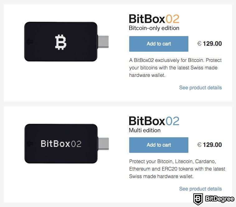Análise da BitBox: preços da BitBox.