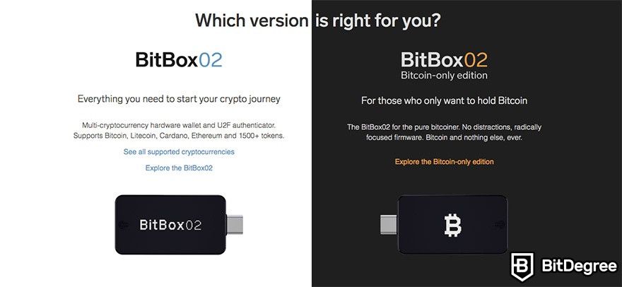 BitBox review: two different BitBox wallets.