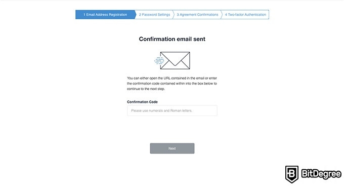 Đánh giá bitFlyer: email xác nhận.