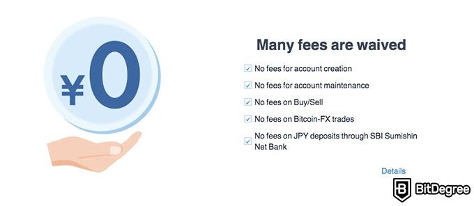 bitFlyer review: many fees are waived.