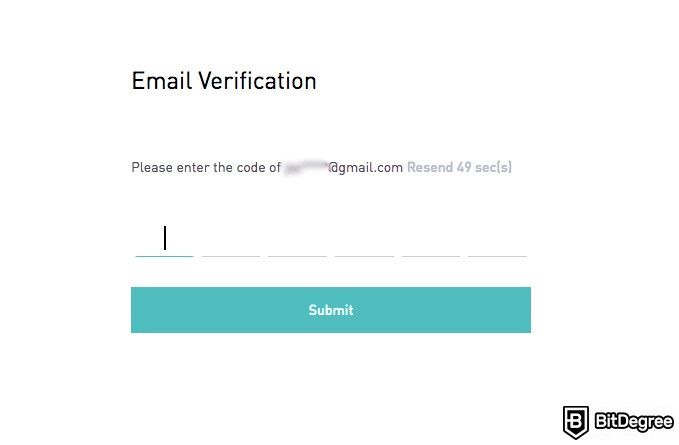 BitMart exchange review: email verification.