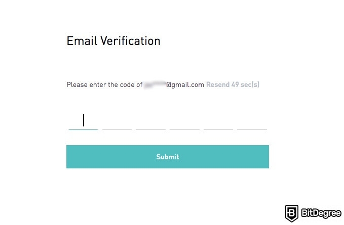 Análise da BitMart: verificação de email.