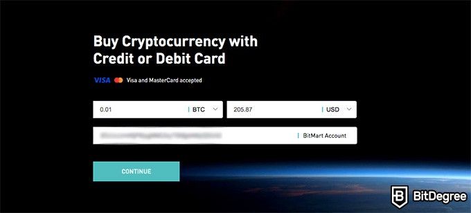 BitMart exchange review: buy crypto with fiat money.