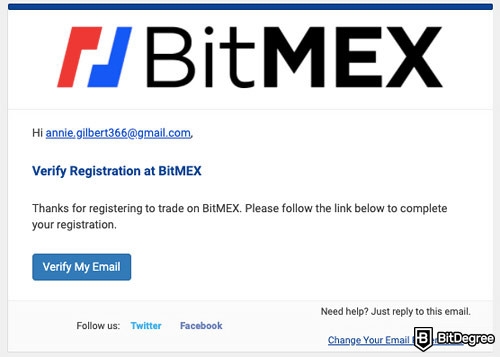 Ulasan BitMex Exchange: Pendaftaran akun.