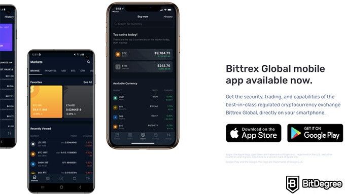 Bittrex или GDAX: мобильное приложение Bittrex.