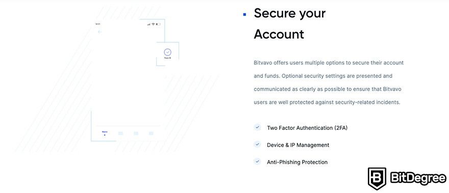 Bitvavo review: 2FA, IP management, anti-phishing.