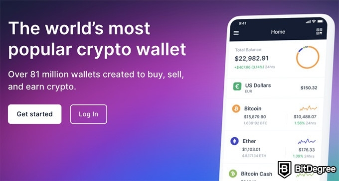 Blockchain.com review: the wallet section of the site.