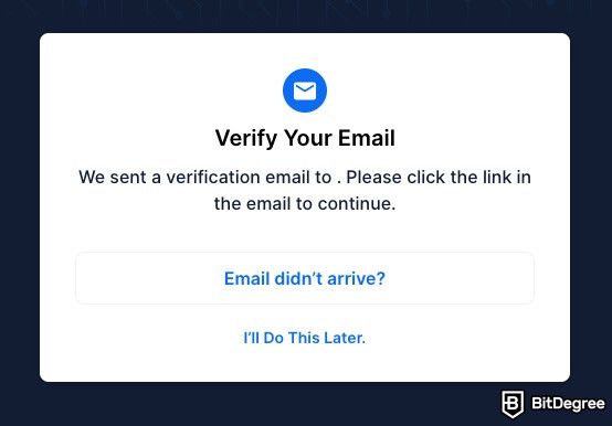 Blockchain.com review: email verification.