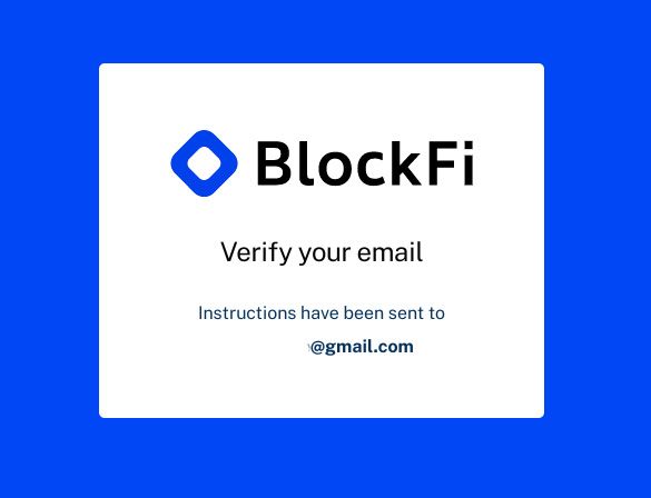 Reseña BlockFi: Confirmar correo.