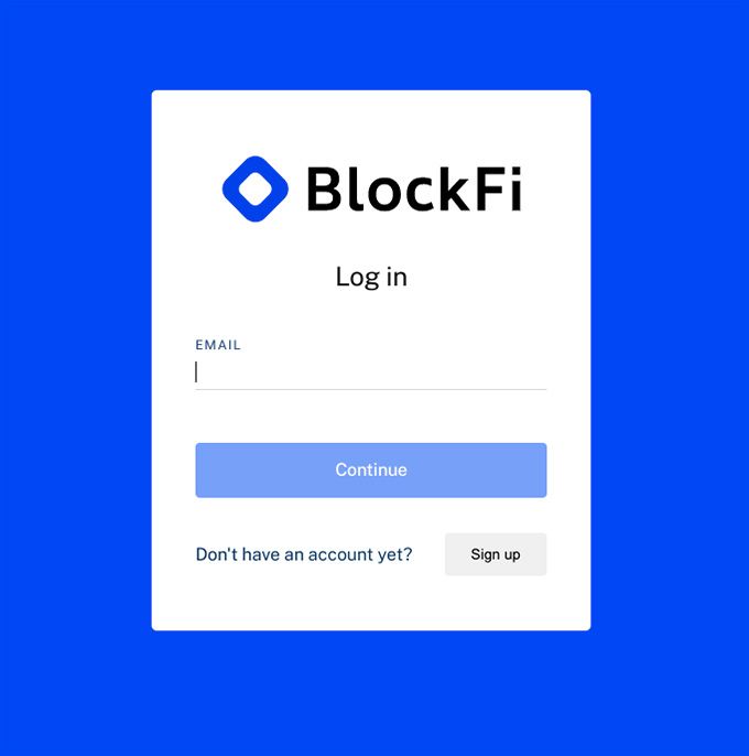 Ulasan BlockFi: masuk ke akun. 
