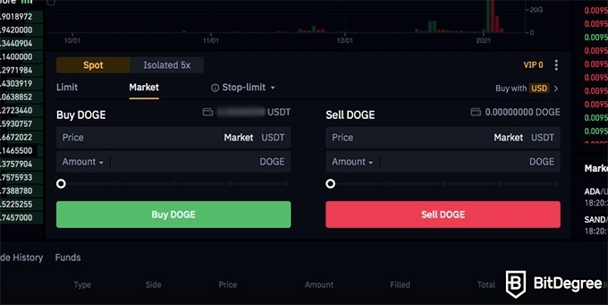 Buy Dogecoin: buy on Binance with USDT.