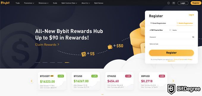 Bybit review: front page.